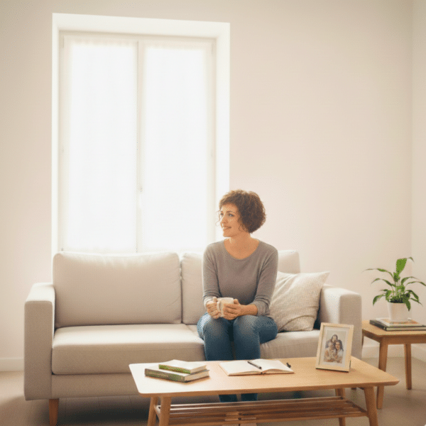 femme ayant retrouvé une tranquillité d'esprit